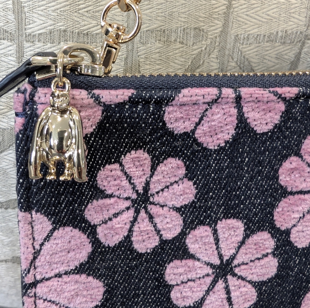 kate spade On Purpose Rwanda Flower Crossbody, Leather/Denim 9.5x7x1.5", EUC